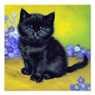 Foto Flores moradas de gato negro Van Gogh