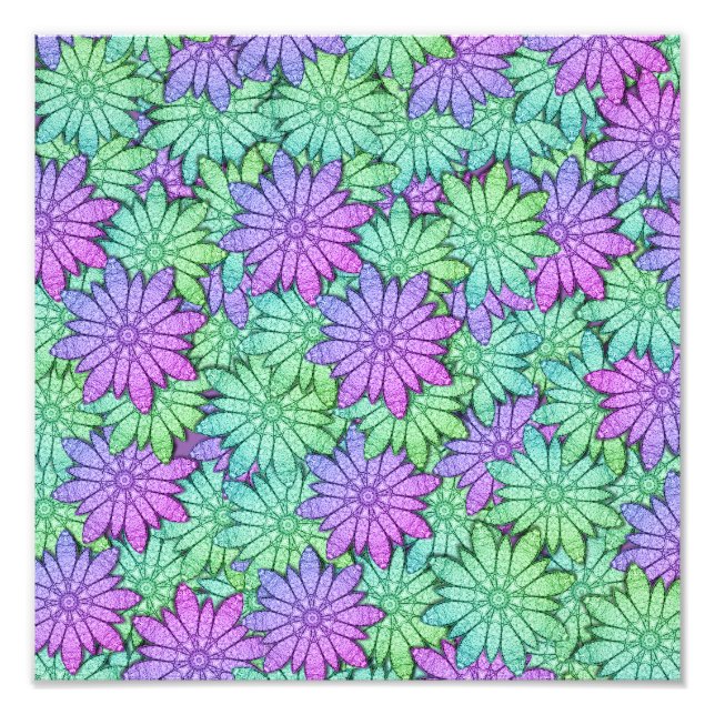 Foto Flores moradas y verdes divertidas (Frente)