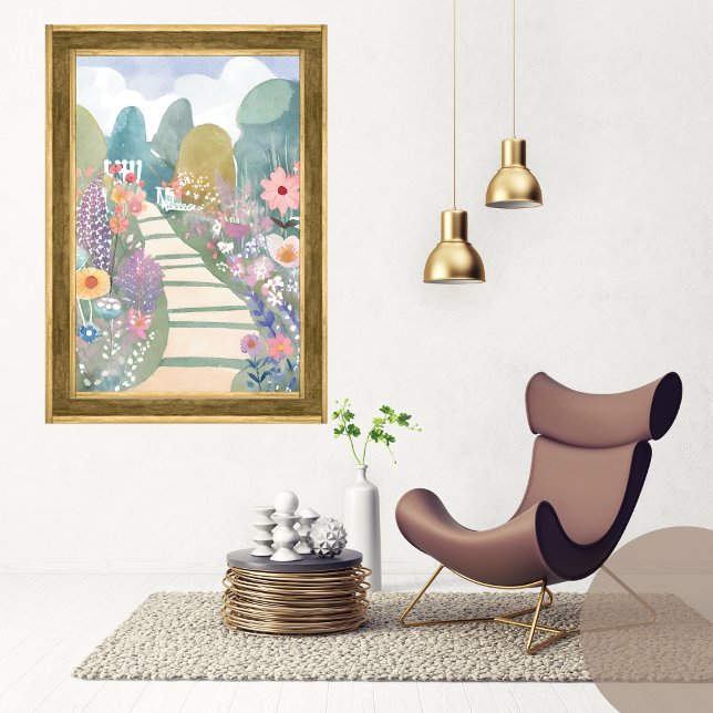 Foto Flores por toda la acuarela de impresión - Caminar (Flowers All Over Watercolor - Walk Photo Print)