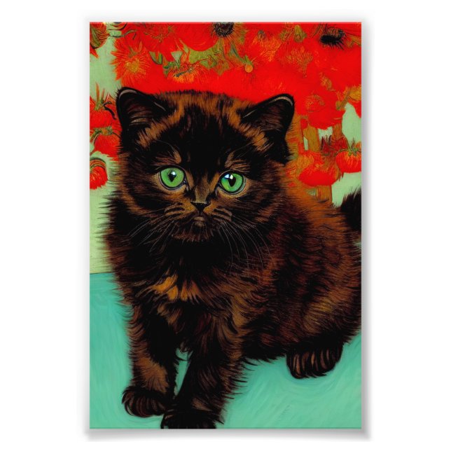 Foto Flores rojas de gato negro Van Gogh (Frente)