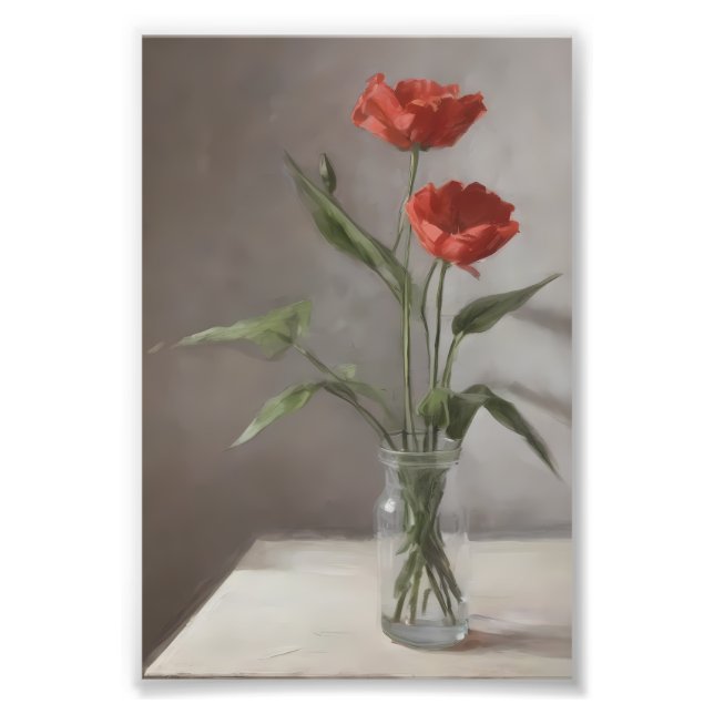 Foto Flores rojas siguen con vida - Belleza floral eter (Frente)