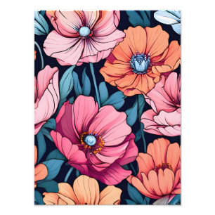 Foto Flores rosas y Naranjas en negro