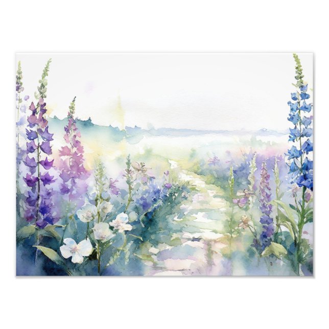 Foto Flores silvestres de lavanda en acuarela (Frente)