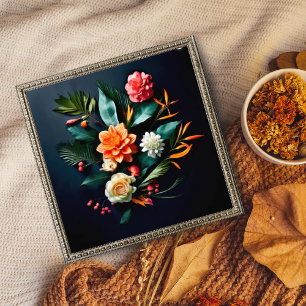 Foto Flores tropicales sobre fondo oscuro