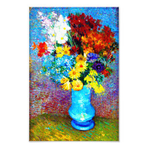 Foto Flores Van Gogh en una maleta azul