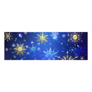 Foto Fondo azul XMAS con copos de nieve dorados