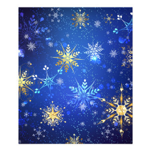 Foto Fondo azul XMAS con copos de nieve dorados
