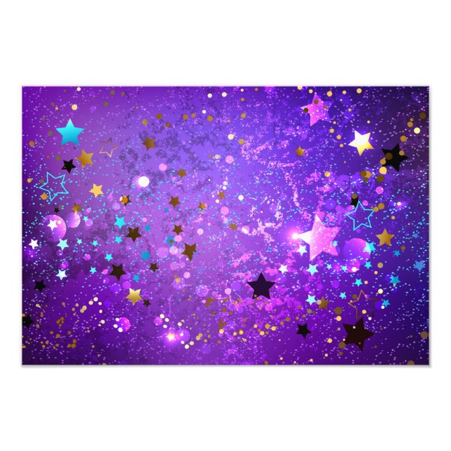 Foto Fondo de papel de aluminio púrpura con estrellas (Frente)