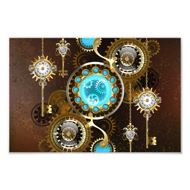 Foto Fondo oxidado steampunk con lentes turquesas (Frente)