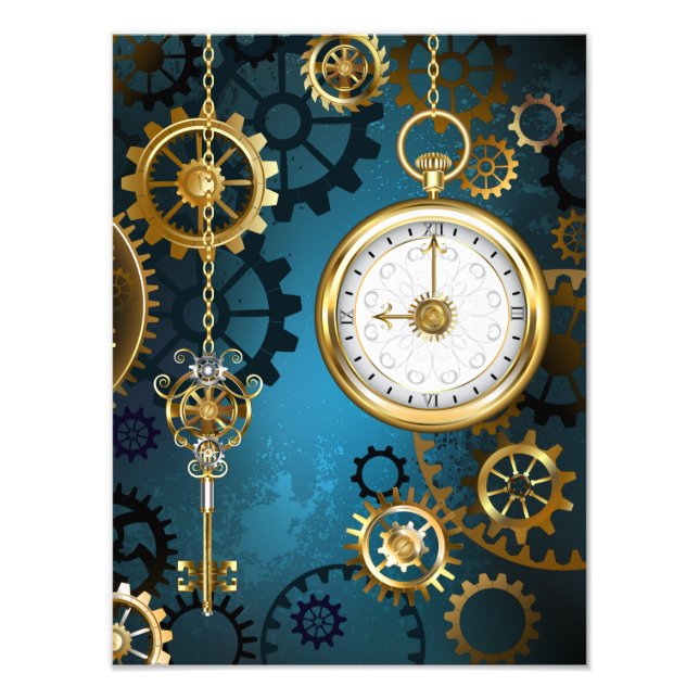 Foto Fondo turquesa de vapor con engranajes (Frente)