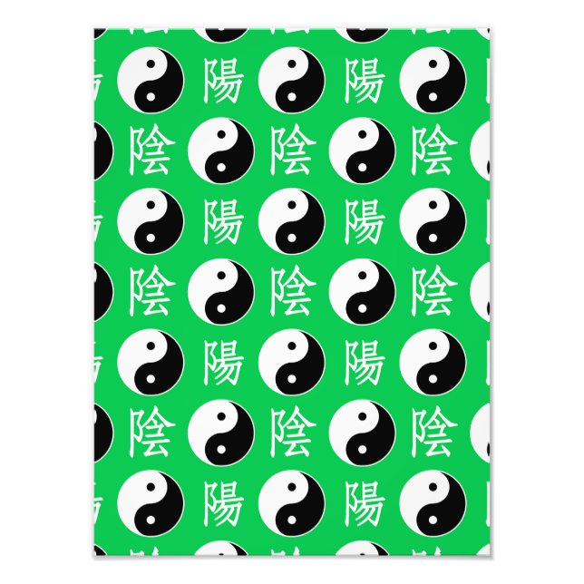 Foto Fondo verde patrón chino Yinyang (Frente)