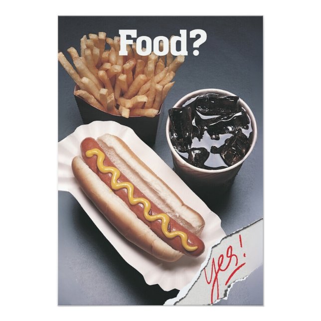 Foto Food? Yes! Funny Hot Dog & Fries Art Print (Frente)
