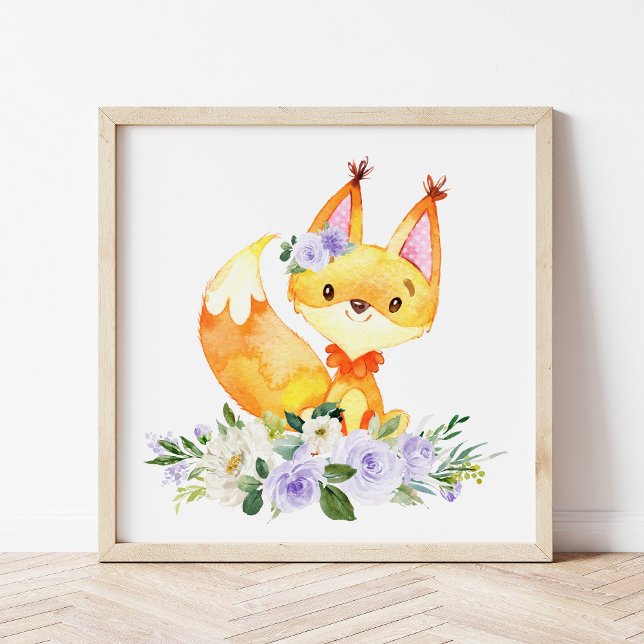 Foto Fox, Woodland Animals, Boho, Purple Flowers (Subido por el creador)