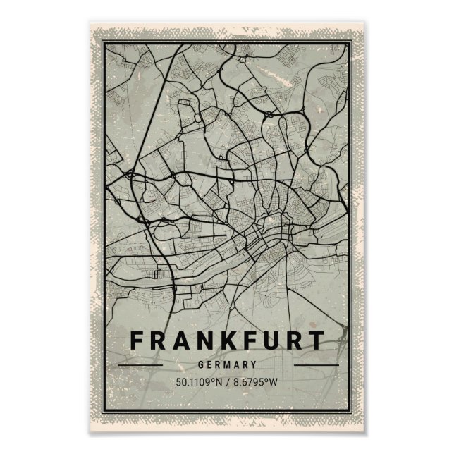 Foto frankfurt germany map print poster canvas (Frente)