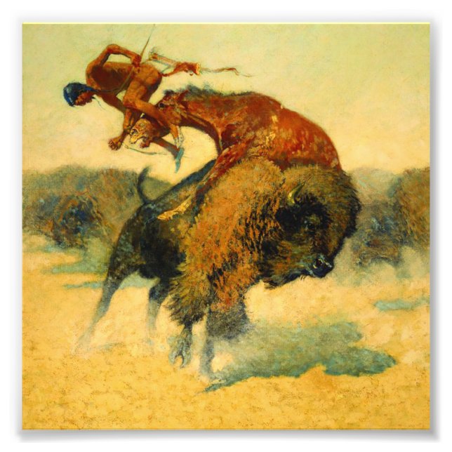 Foto Frederic Remington Western Art "Episode - Buffalo (Frente)