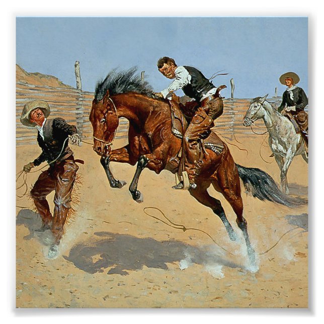 Foto Frederick Remington Western Art "Turn Him Loose" (Frente)