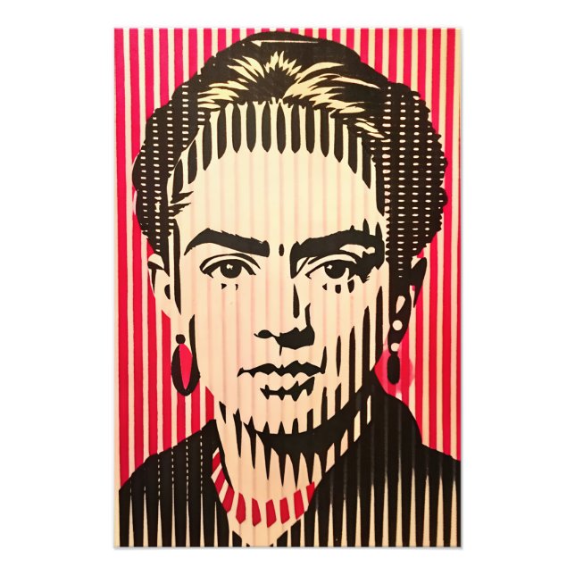 Foto Frida Kahlo en el estilo de ilusión óptica BAUHAUS (Frente)