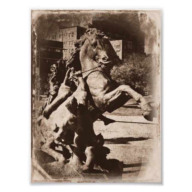 Foto Fuente de Kansas City Horse Sepia Grunge (Frente)