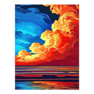Foto Fuerte atardecer sobre el océano