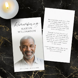 Foto funeraria recordando nombre tarjeta de oració