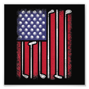 Foto Funny Golf American Flag Golf Player Vintage Golfe