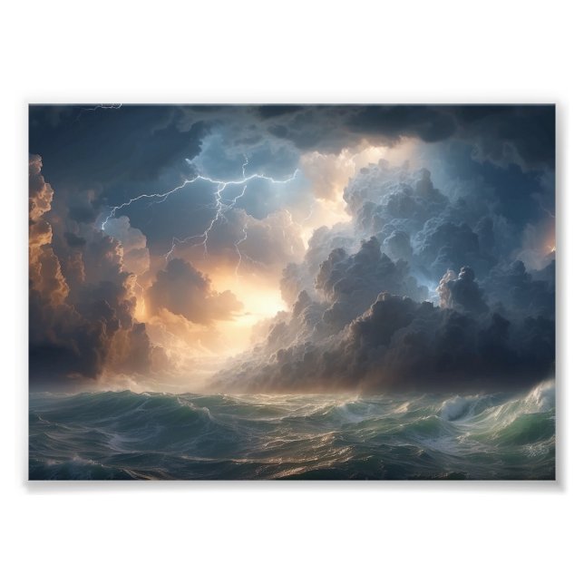 Foto Furia Eléctrica: Pintura de Tormenta Oceánica (Frente)