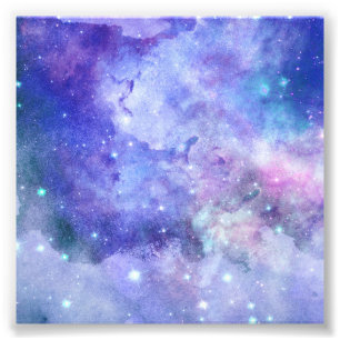Foto Galaxia Amante del Cielo Estrellado Acuarela Púrpu