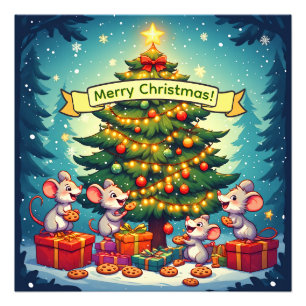 Foto Galletas Ratones Lindos Árbol de Navidad Festivo A
