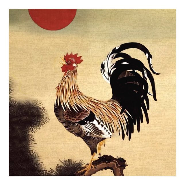 Foto Gallo cantando de Ito Jakuchu (Frente)