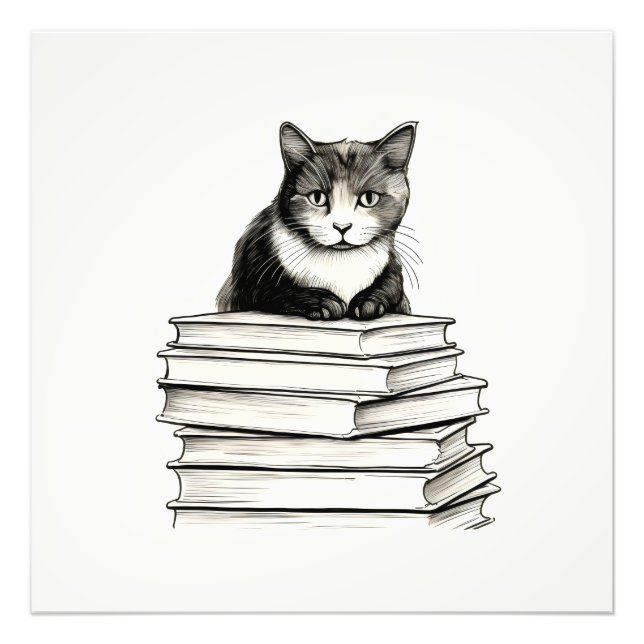 Foto Gatito Adorable en Libros (Frente)
