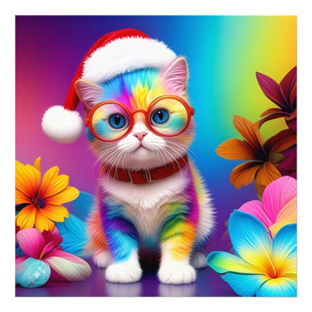 Foto Gatito arcoiris Santa Claus-57357 (Frente)