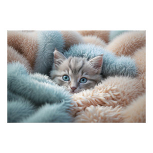 Foto Gatito Esponjoso en una Manta Suave