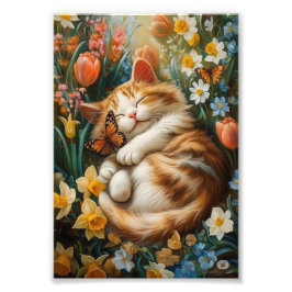 Foto Gatito lindo en las flores de primavera - Día perf