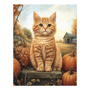 Foto Gatito otoñal con calabazas