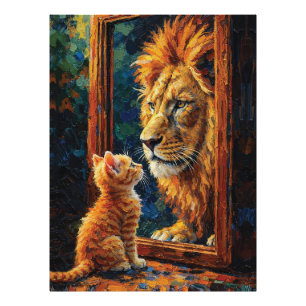 Foto Gatito Viendo Reflejo de León Motivacional Impasto
