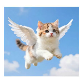 Foto Gatito Volador Adorable Calico Tabby Cielo Azul