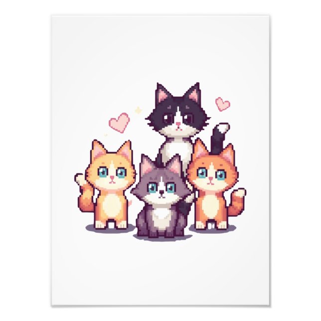 Foto Gatitos Coloridos Pixelados (Frente)