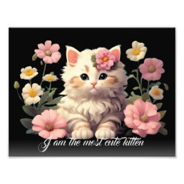 Foto Gato blanco gatito personalizado en negro florido