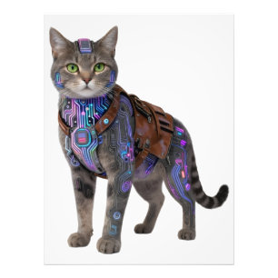 Foto Gato Circuito Cyberpunk – Bestia Tech Neon