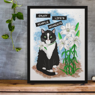 Foto Gato de Tuxedo y Lilies   Oferta Inspiradora