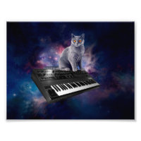 Gato en el sintetizador en el espacio