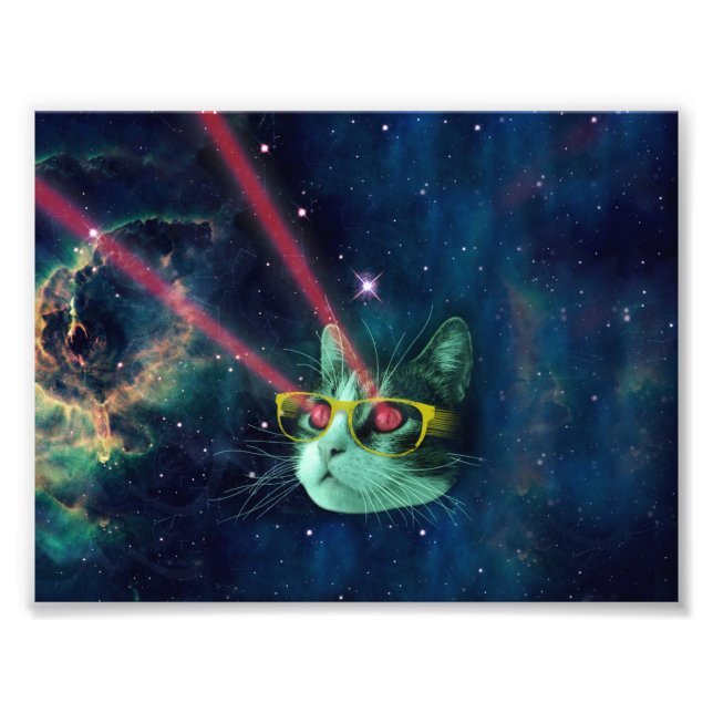 Foto Gato espacial con gafas amarillas (Frente)