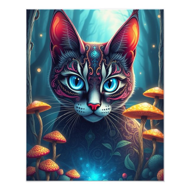 Foto Gato Fantasía Magnífica del Bosque Mushroom (Frente)