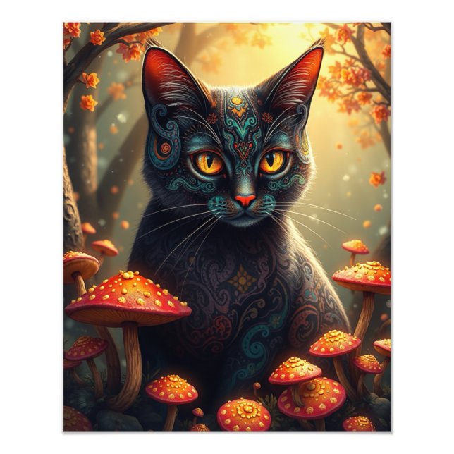 Foto Gato Fantasía Magnífica del Bosque Mushroom (Frente)