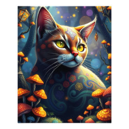 Foto Gato Fantasía Magnífica del Bosque Mushroom