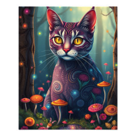 Foto Gato Fantasía Magnífica del Bosque Mushroom
