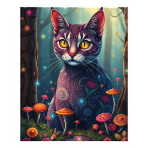 Foto Gato Fantasía Magnífica del Bosque Mushroom