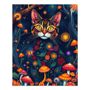 Foto Gato Fantasía Magnífica del Bosque Mushroom