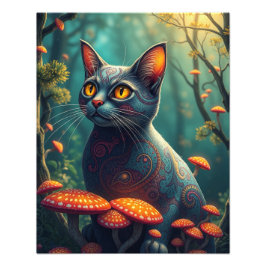 Foto Gato Fantasía Magnífica del Bosque Mushroom