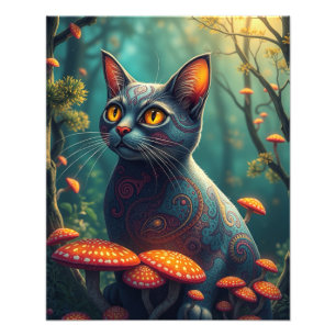 Foto Gato Fantasía Magnífica del Bosque Mushroom